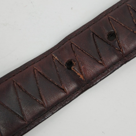 Brown Leather Belt With Brass Buckle - Picture 10 of 14